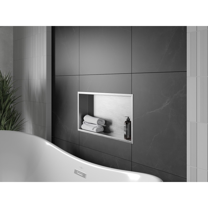 Mexen X-Wall-R étagère encastrée avec rebord 60 x 30 cm, inox - 1910603010