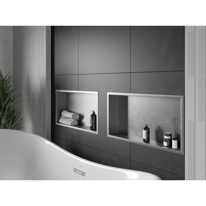 Mexen X-Wall-R étagère encastrée avec rebord 60 x 30 cm, inox - 1910603010