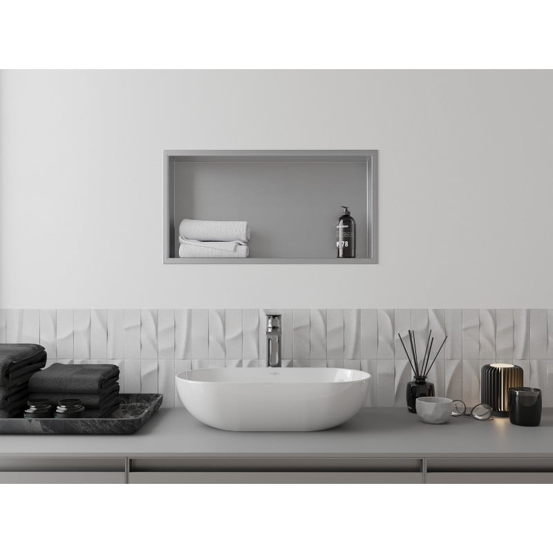 Mexen X-Wall-R étagère encastrée avec collerette 60 x 30 cm, inox - 1910603010