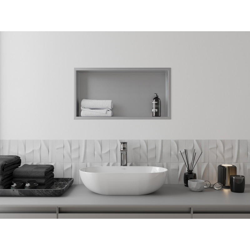 Mexen X-Wall-R étagère encastrée avec rebord 60 x 30 cm, inox - 1910603010