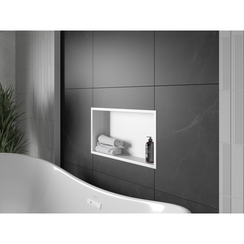 Mexen X-Wall-R étagère encastrable avec rebord 60 x 30 cm, blanche - 1920603010