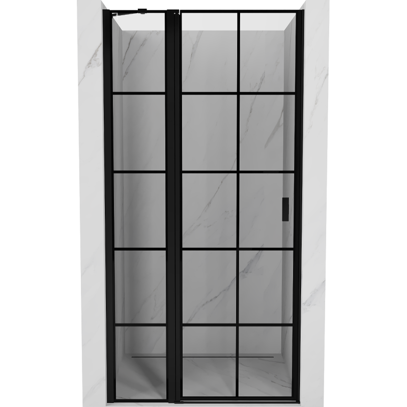 Mexen Mist porte de douche pivotante gauche 115 cm, grille noire, noir - 8A4-115-000-70-77-L