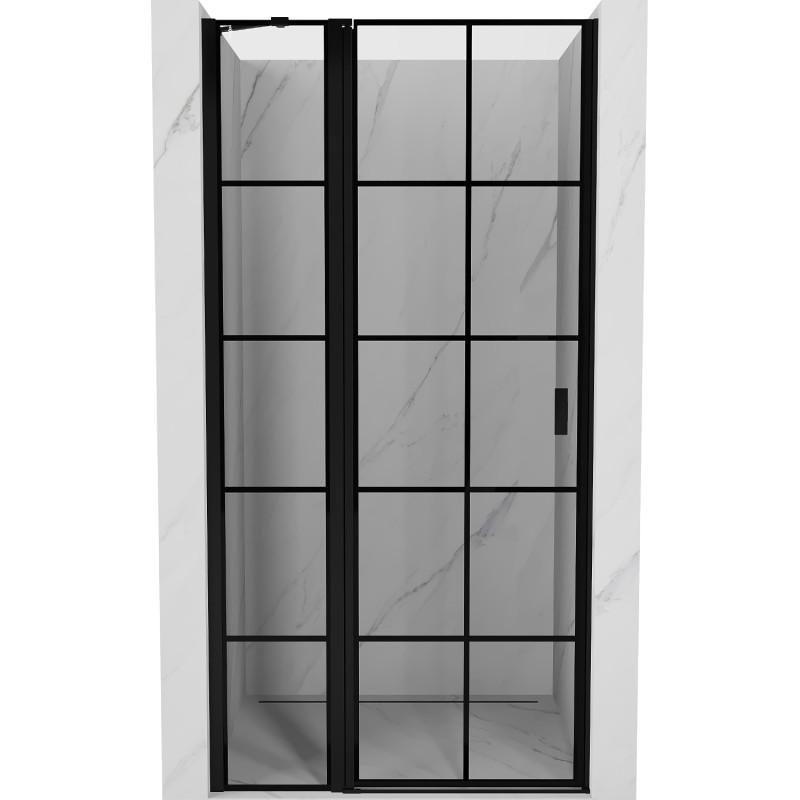 Mexen Mist porte de douche pivotante à gauche 120 cm, grille noire, noir - 8A4-120-000-70-77-L