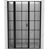 Mexen Mist porte de douche pivotante gauche 140 cm, grille noire, noir - 8A4-140-001-70-77-L