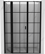 Mexen Mist porte de douche pivotante gauche 150 cm, grille noire, noir - 8A4-150-001-70-77-L