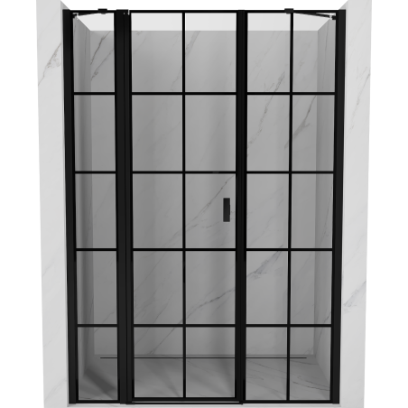 Mexen Mist porte de douche à charnière gauche 155 cm, grille noire, noir - 8A4-155-001-70-77-L