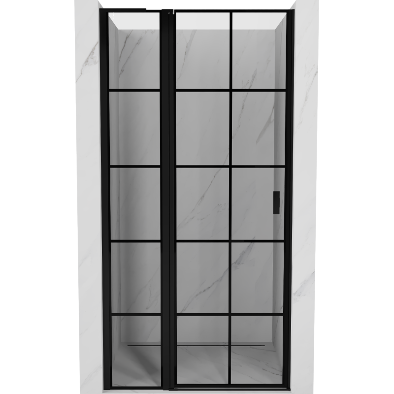 Mexen Mist L porte de douche pivotante gauche 115 cm, grille noire, noir - 8A4L-115-000-70-77-L