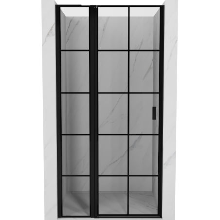 Mexen Mist L porte de douche pivotante gauche 115 cm, grille noire, noir - 8A4L-115-000-70-77-L