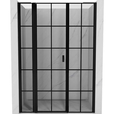 Mexen Mist L porte de douche pivotante gauche 135 cm, grille noire, noir - 8A4L-135-001-70-77-L