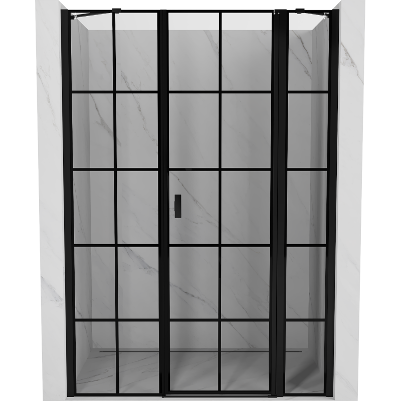 Mexen Mist porte de douche pivotante droite 155 cm, grille noire, noir - 8A4-155-001-70-77-P