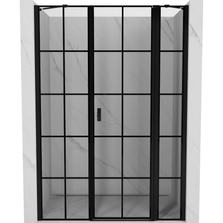 Mexen Mist porte de douche pivotante droite 155 cm, grille noire, noir - 8A4-155-001-70-77-P