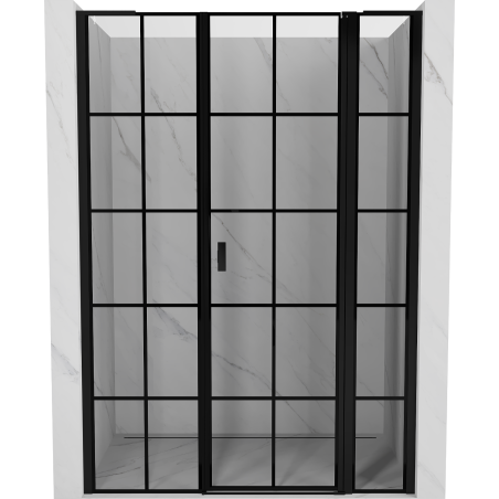 Mexen Mist L porte de douche pivotante droite 140 cm, grille noire, noir - 8A4L-140-001-70-77-P