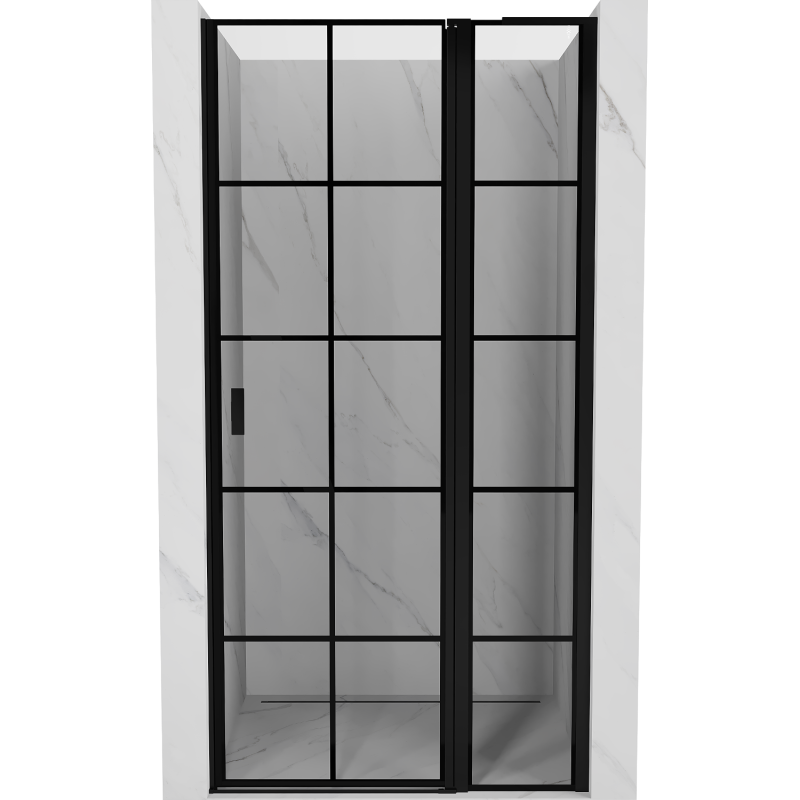 Mexen Mist L porte de douche battante droite 100 cm, grille noire, noir - 8A4L-100-000-70-77-P