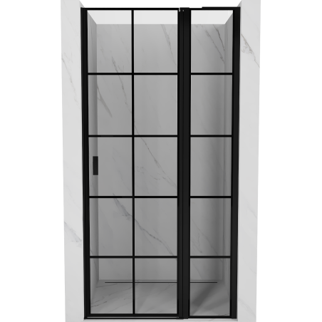 Mexen Mist L porte de douche battante droite 100 cm, grille noire, noir - 8A4L-100-000-70-77-P