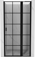 Mexen Mist L porte de douche pivotante droite 115 cm, grille noire, noir - 8A4L-115-000-70-77-P