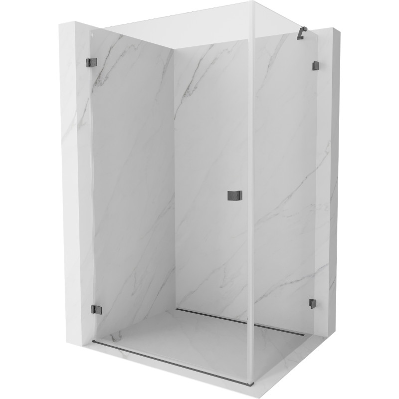 Mexen Lunar-B cabine de douche pivotante gauche 100 x 80 cm, transparent, gun gray brossé - 832-100-080-66-00-L
