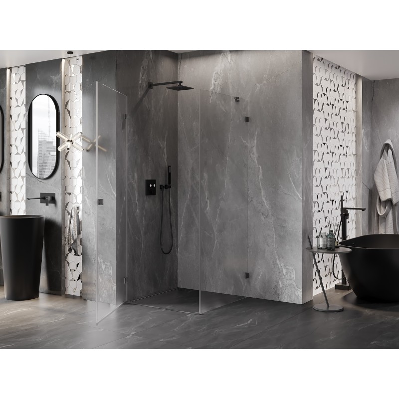 Mexen Lunar-B cabine de douche pivotante gauche 90 x 90 cm, transparent, gris canon brossé - 832-090-090-66-00-L