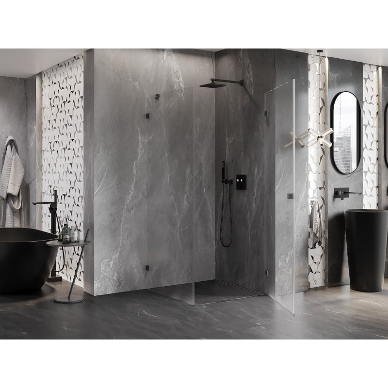 Mexen Lunar-B cabine de douche pivotante droite 70 x 70 cm, transparent, gris canon brossé - 832-070-070-66-00-P