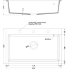 Mexen Elix Évier en granit 1 bac 800 x 500 mm, noir/doré métallique, siphon chromé - 6527801005-75
