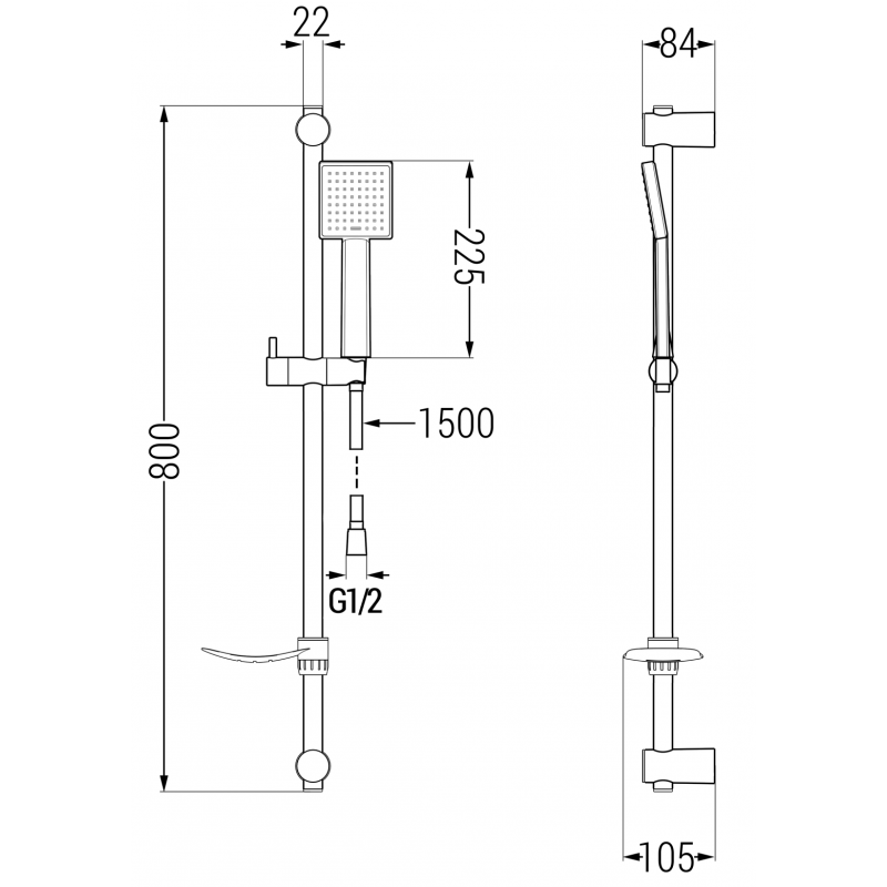 Mexen DF45 ensemble de douche coulissant, chromé - 785454582-00