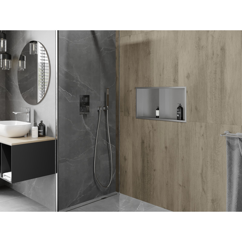 Mexen X-Wall-R étagère encastrée avec collerette et tablette 60 x 30 cm, inox - 1910603010S