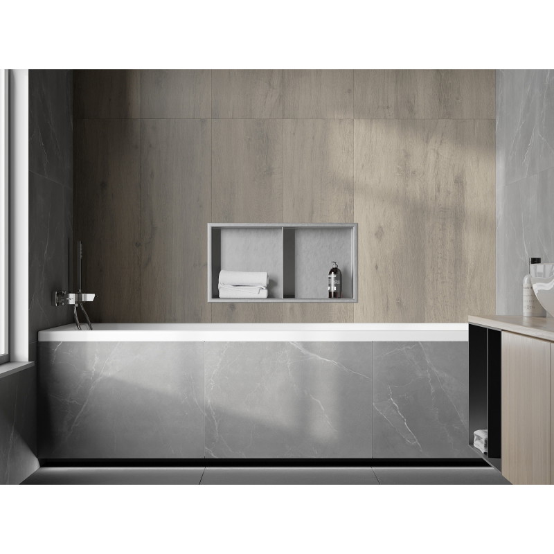 Mexen X-Wall-R étagère murale encastrée avec rebord et étagère 60 x 30 cm, inox - 1910603010S