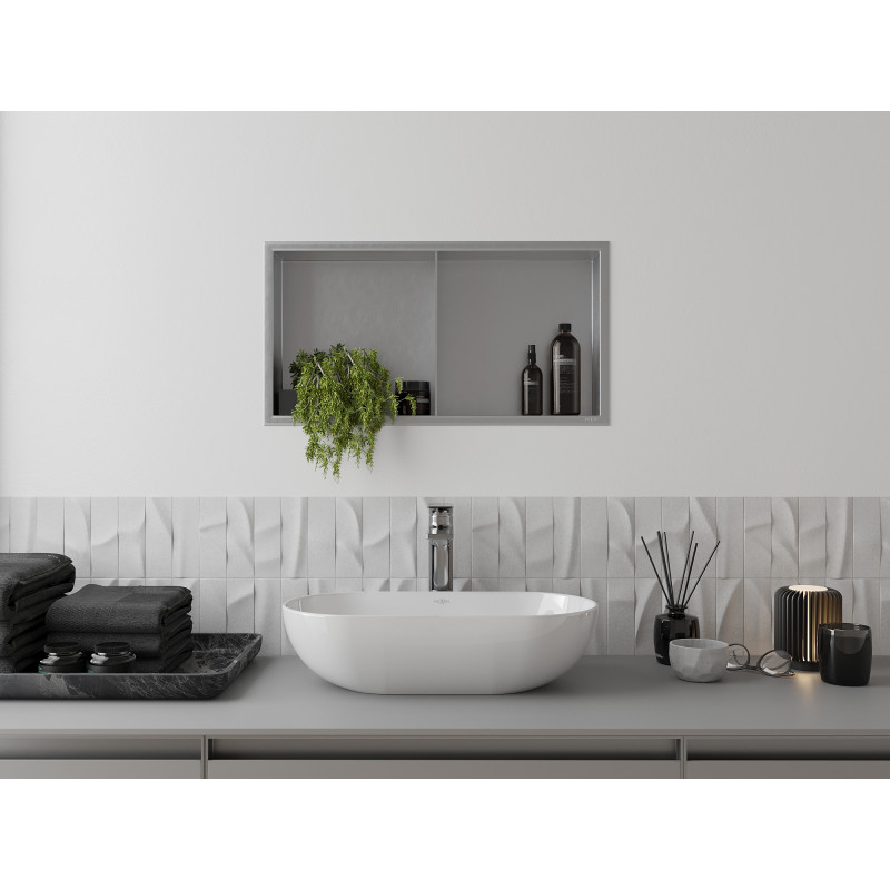 Mexen X-Wall-R étagère encastrée avec collerette et tablette 60 x 30 cm, inox - 1910603010S