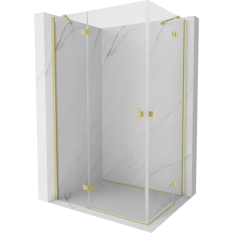 Mexen Mist-H Duo cabine de douche pivotante gauche 80 x 75 cm, transparent, or brossé - 8A5-080L-075P-50-00