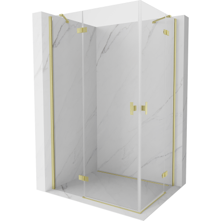 Mexen Mist-H Duo cabine de douche pivotante gauche 80 x 75 cm, transparent, or brossé - 8A5-080L-075P-50-00