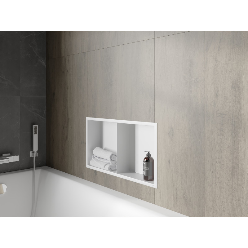 Mexen X-Wall-R étagère encastrée avec rebord et étagère 60 x 30 cm, blanche - 1920603010S