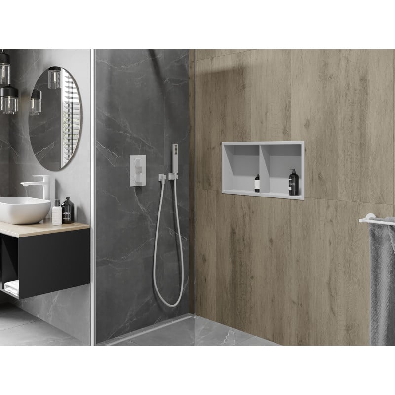 Mexen X-Wall-R étagère encastrée avec rebord et étagère 60 x 30 cm, blanche - 1920603010S