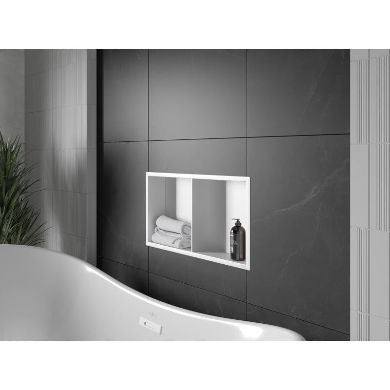 Mexen X-Wall-R étagère encastrée avec rebord et étagère 60 x 30 cm, blanche - 1920603010S