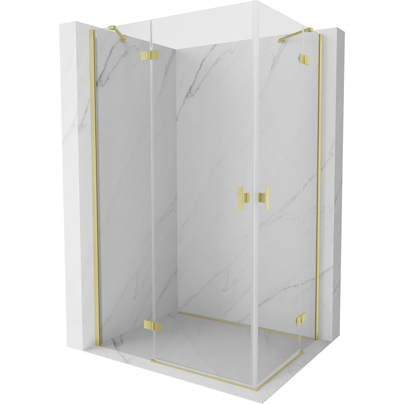 Mexen Mist-H Duo cabine de douche pivotante gauche 90 x 80 cm, transparent, or brossé - 8A5-090L-080P-55-00