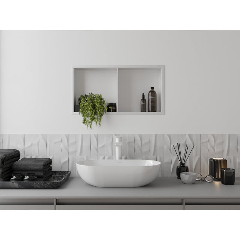 Mexen X-Wall-R étagère encastrée avec rebord et étagère 60 x 30 cm, blanche - 1920603010S