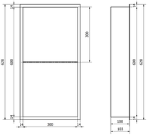 Mexen X-Wall-R étagère murale encastrée avec rebord et étagère 60 x 30 cm, or - 1950603010S