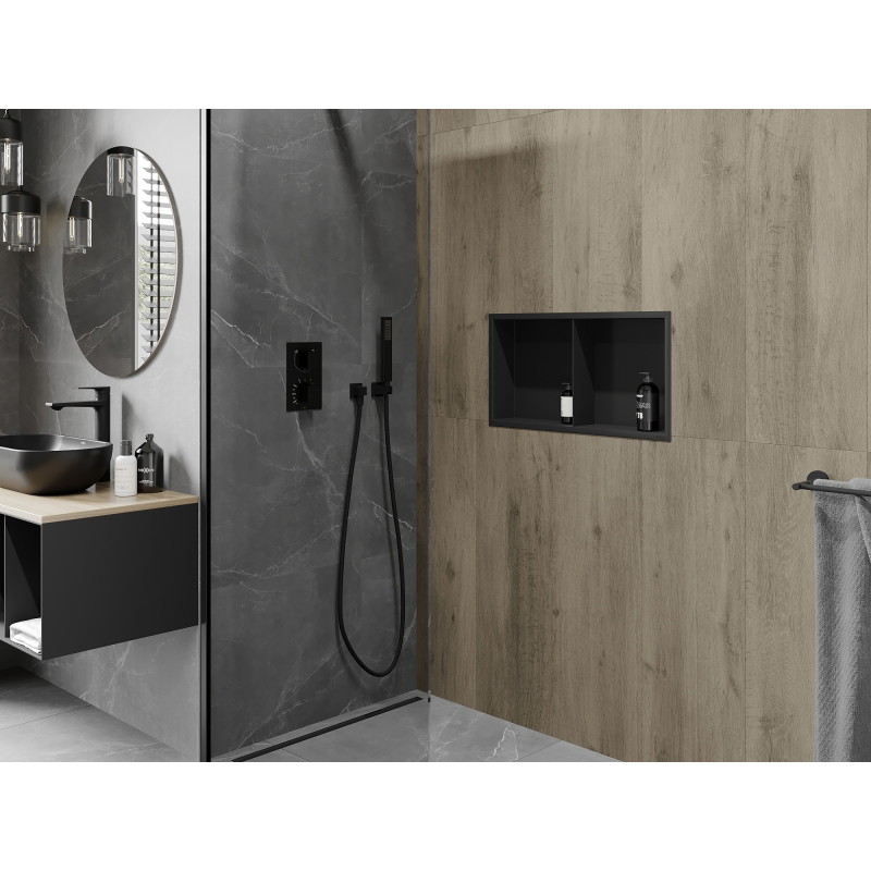 Mexen X-Wall-R étagère encastrée avec collerette et étagère 60 x 30 cm, noire - 1970603010S
