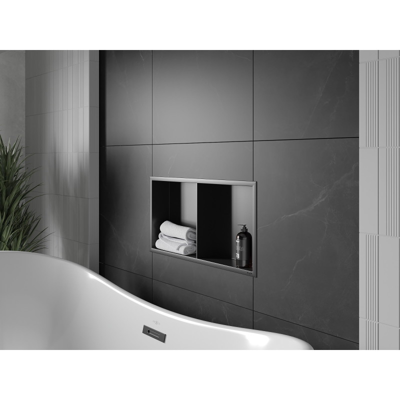 Mexen X-Wall-R étagère encastrée avec collerette et étagère 60 x 30 cm, noire - 1970603010S