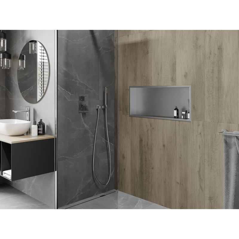 Mexen X-Wall-R étagère encastrée avec collerette 75 x 30 cm, inox - 1910753010