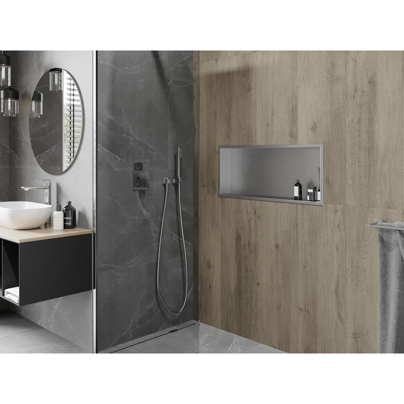 Mexen X-Wall-R étagère encastrée avec rebord 75 x 30 cm, inox - 1910753010