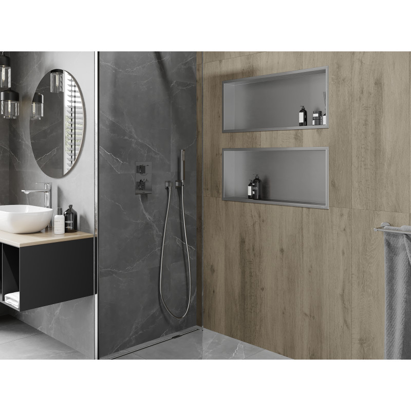 Mexen X-Wall-R étagère encastrée avec rebord 75 x 30 cm, inox - 1910753010