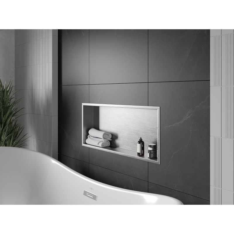 Mexen X-Wall-R étagère encastrée avec rebord 75 x 30 cm, inox - 1910753010