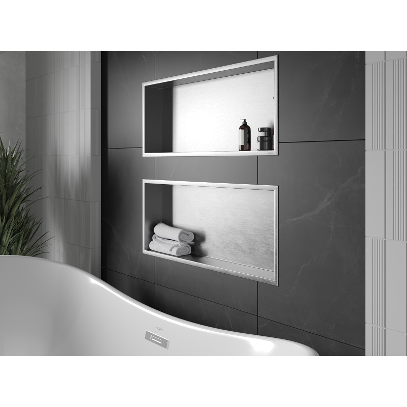 Mexen X-Wall-R étagère encastrée avec rebord 75 x 30 cm, inox - 1910753010