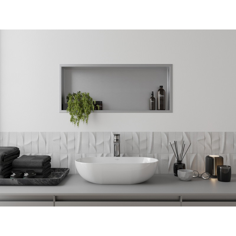 Mexen X-Wall-R étagère encastrée avec collerette 75 x 30 cm, inox - 1910753010