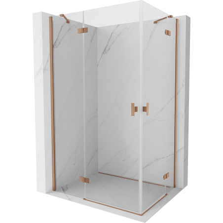 Mexen Mist-H Duo cabine de douche pivotante gauche 80 x 70 cm, transparent, cuivre brossé - 8A5-080L-070P-65-00