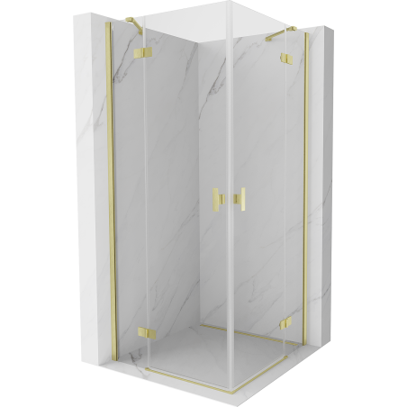 Mexen Mist H Duo cabine de douche pivotante 110 x 110 cm, transparent, or brossé - 8A5-110L-110P-55-00