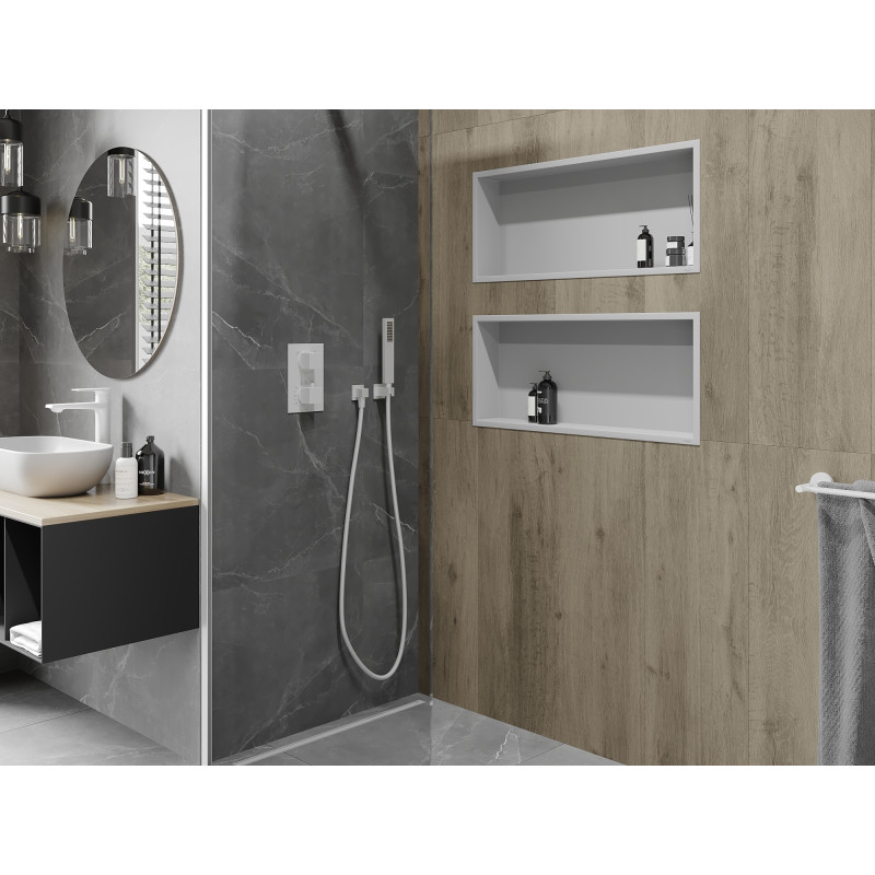 Mexen X-Wall-R étagère encastrée avec rebord 75 x 30 cm, blanche - 1920753010