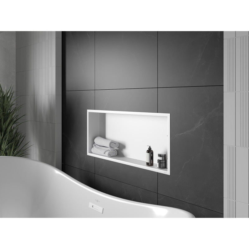 Mexen X-Wall-R étagère encastrée avec rebord 75 x 30 cm, blanche - 1920753010