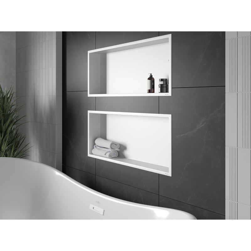Mexen X-Wall-R étagère encastrée avec rebord 75 x 30 cm, blanche - 1920753010