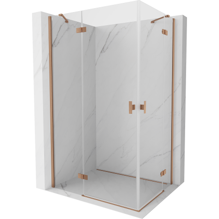 Mexen Mist-H Duo cabine de douche pivotante gauche 85 x 75 cm, transparent, cuivre brossé - 8A5-085L-075P-65-00