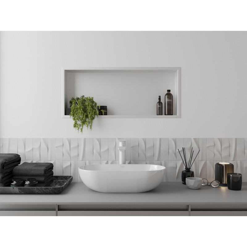 Mexen X-Wall-R étagère encastrée avec collerette 75 x 30 cm, blanche - 1920753010